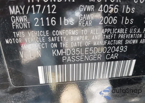 2013 Hyundai Elantra Gt from USA, damaged, VIN KMHD35LE5DU020493